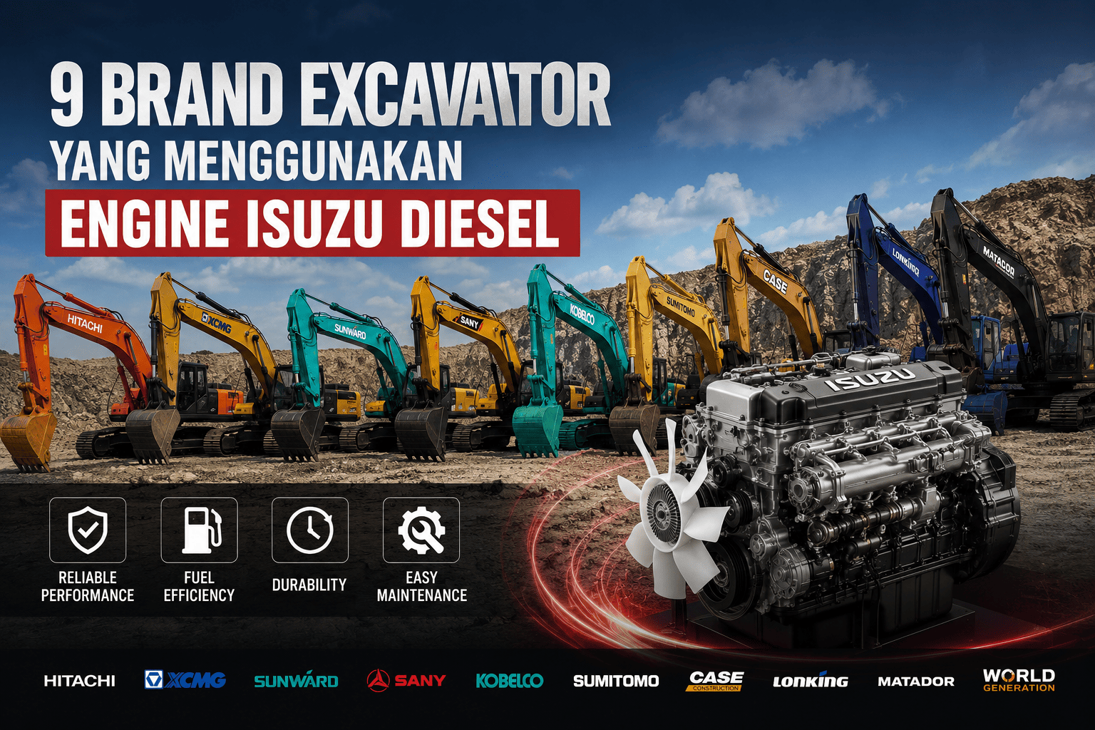 9 Brand Excavator yang Menggunakan Engine Isuzu Diesel